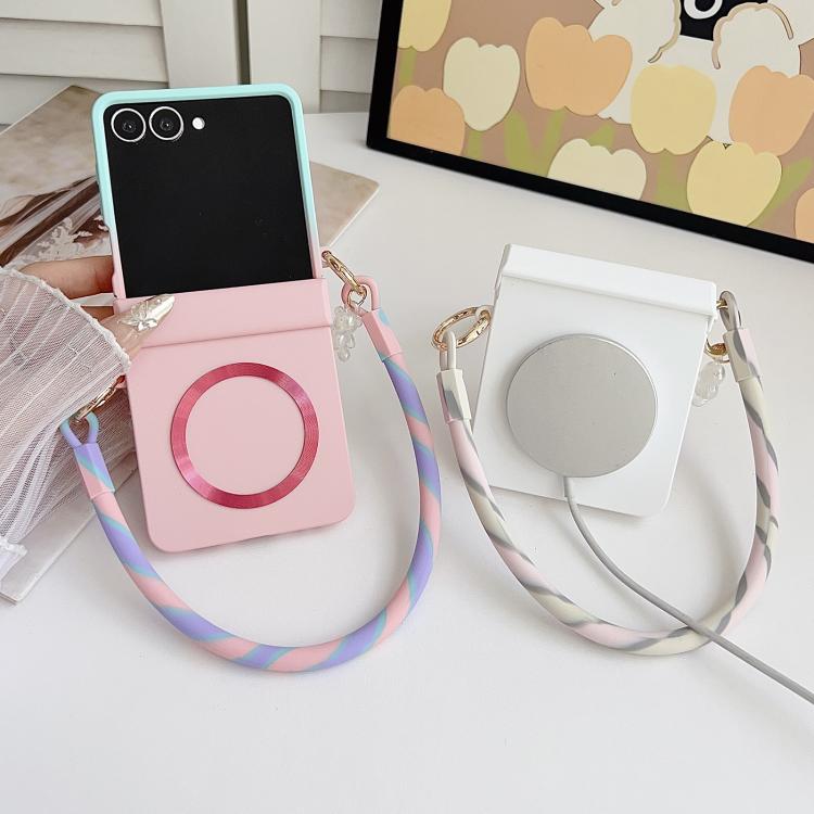 Integrated Hinge Side Buckle MagSafe Skin Feel PC Phone Case with Strap