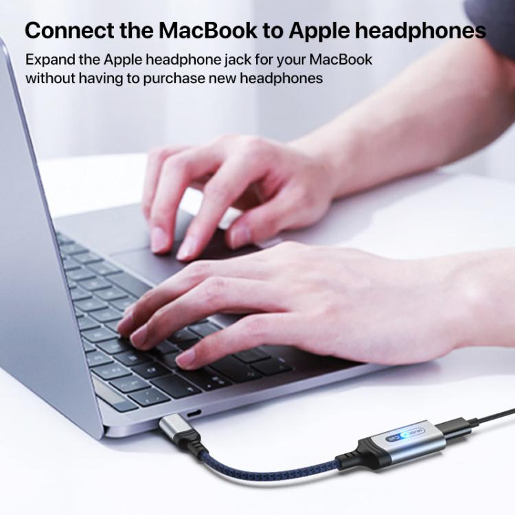 MH-306 USB-C / Type-C to 8 Pin Audio Earphone Adapter with Indicator Light
