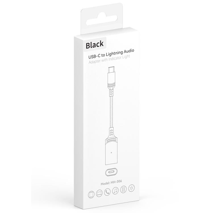 MH-306 USB-C / Type-C to 8 Pin Audio Earphone Adapter with Indicator Light