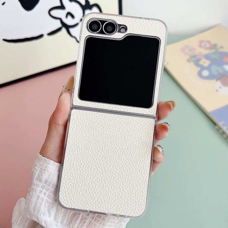 Litchi Texture Leather Clear Jelly PC Phone Case