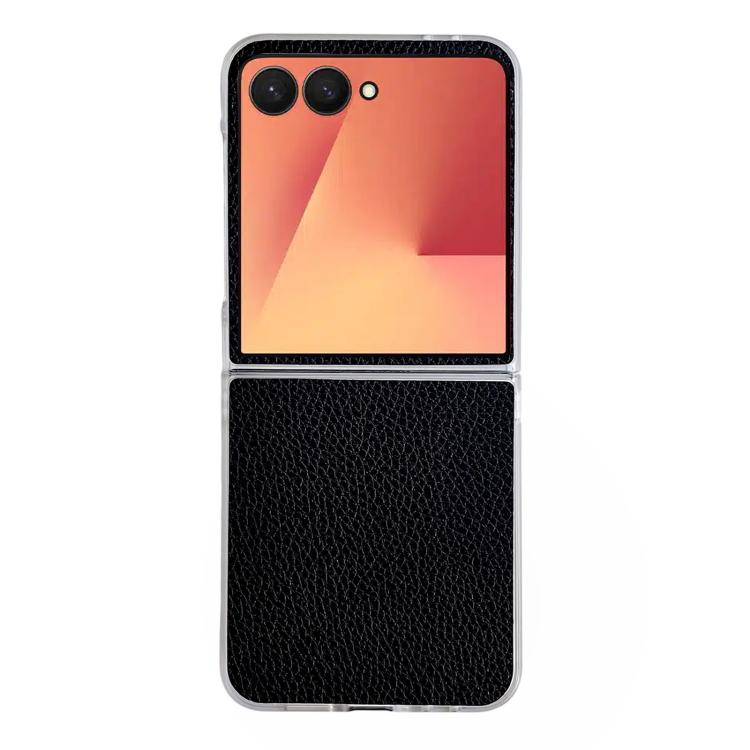 Litchi Texture Leather Clear Jelly PC Phone Case