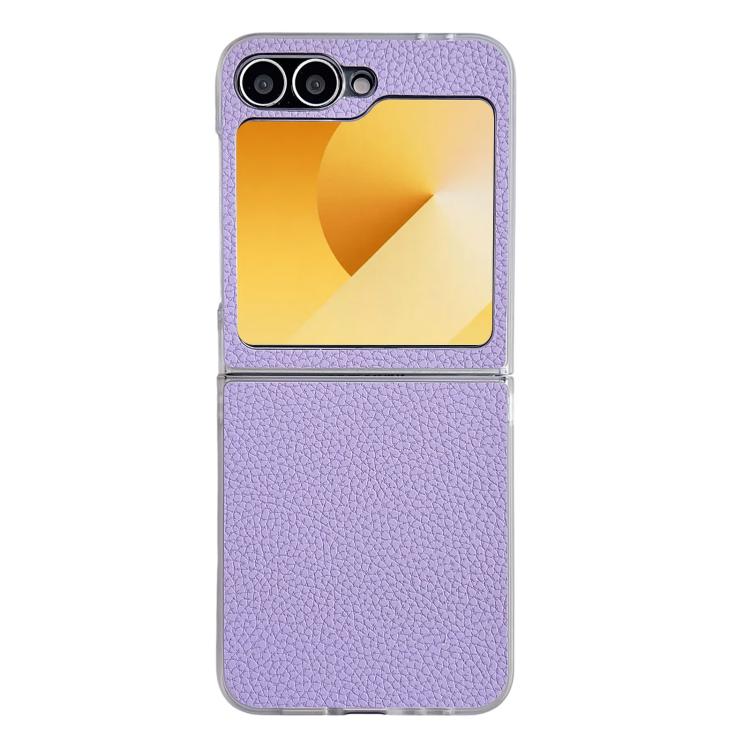 Litchi Texture Leather Clear Jelly PC Phone Case