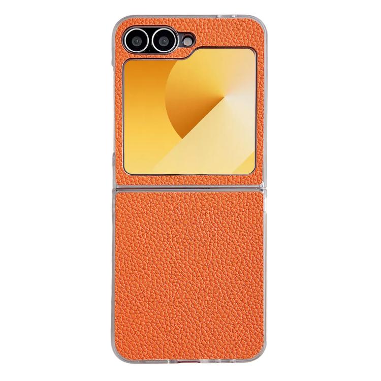 Litchi Texture Leather Clear Jelly PC Phone Case