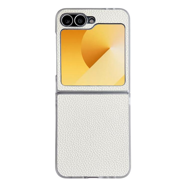 Litchi Texture Leather Clear Jelly PC Phone Case