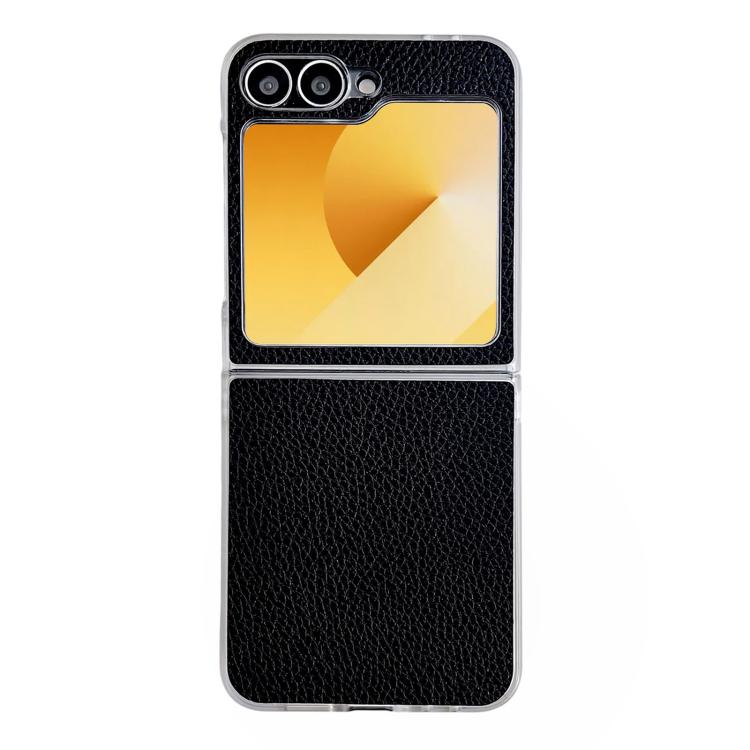 Litchi Texture Leather Clear Jelly PC Phone Case