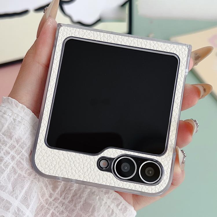 Litchi Texture Leather Clear Jelly PC Phone Case