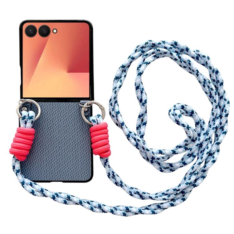 Woven Texture Phone Case With Colorful Lanyard