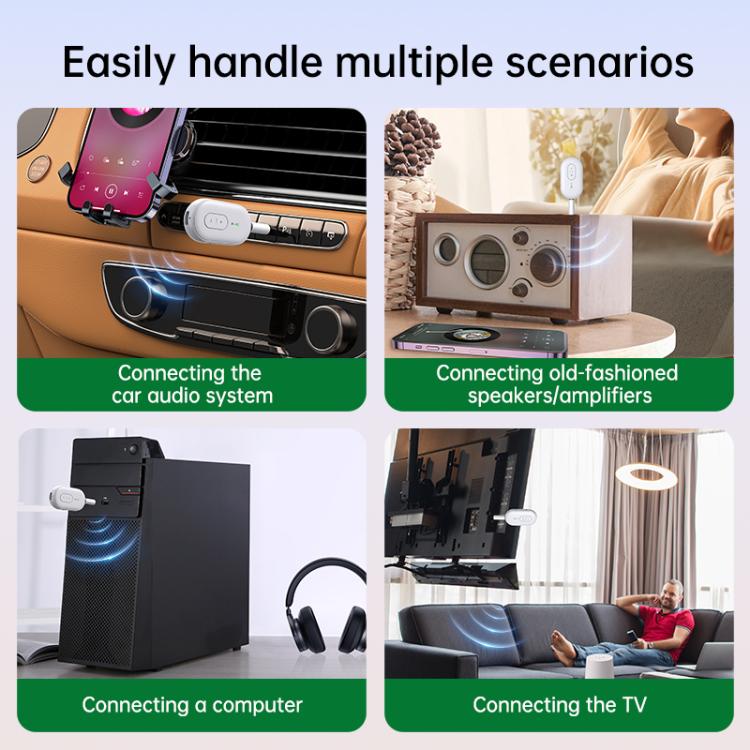 BT-21 2 in 1 Car Wireless Audio Adapter 3.5mm Audio Receiver Transmitter