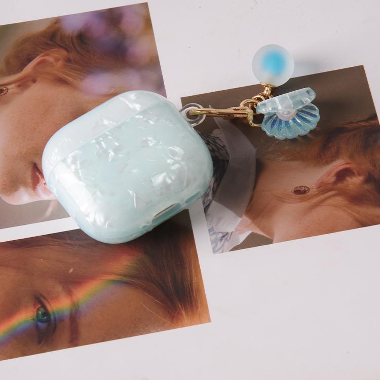 Shell Texture Pearl Hanging Buckle Earphone Case