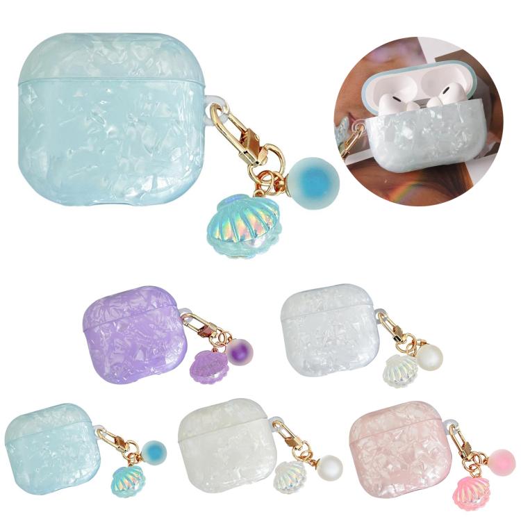 Shell Texture Pearl Hanging Buckle Earphone Case