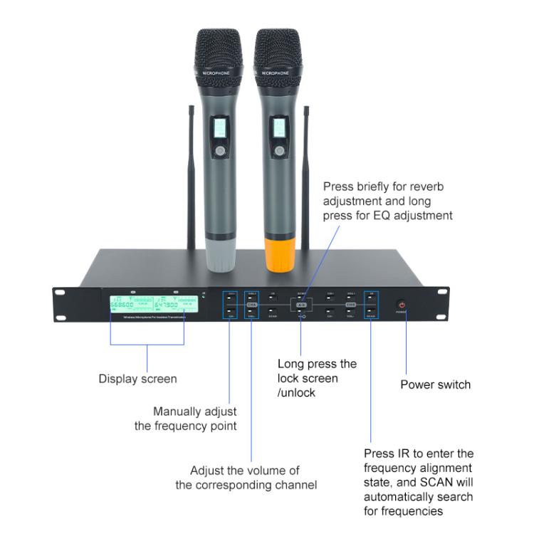 AI-101 Professional Home Karaoke 7-band Reverberation Wireless Microphone