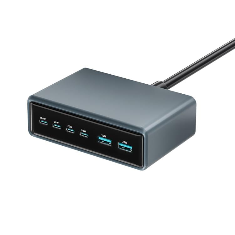 200W 4xUSB-C / Type-C and 2xUSB-A Multi-function 6 Ports GaN Desktop Fast Charger