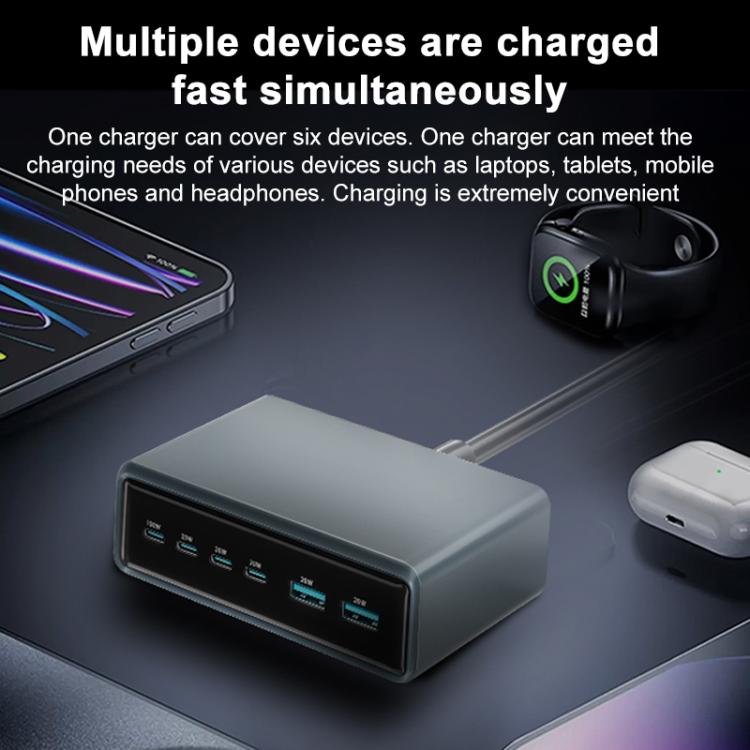 200W 4xUSB-C / Type-C and 2xUSB-A Multi-function 6 Ports GaN Desktop Fast Charger