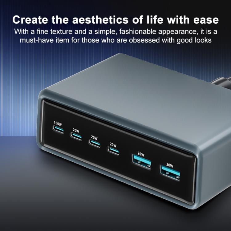 200W 4xUSB-C / Type-C and 2xUSB-A Multi-function 6 Ports GaN Desktop Fast Charger