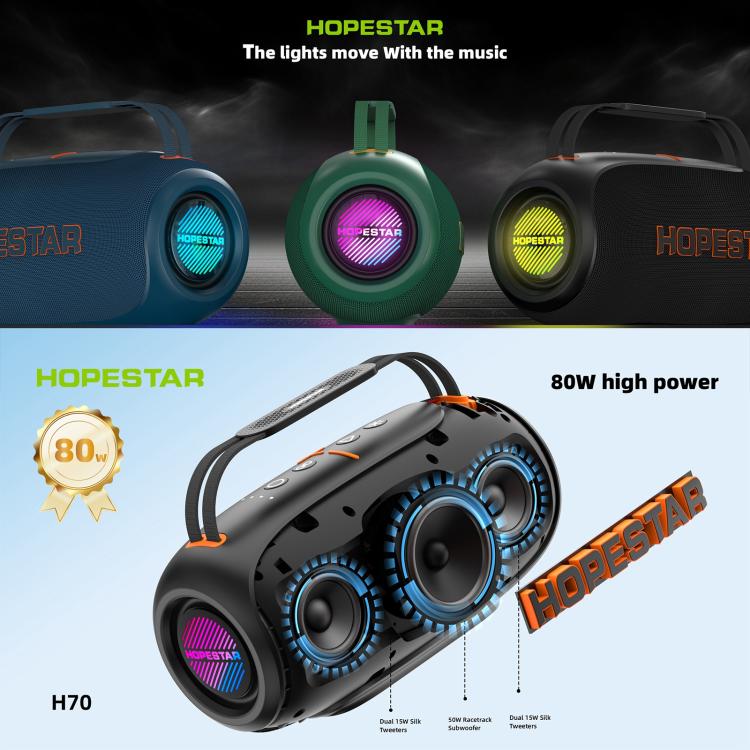 HOPESTAR H70 80W Outdoor Portable IPX5 Waterproof Bluetooth Speaker