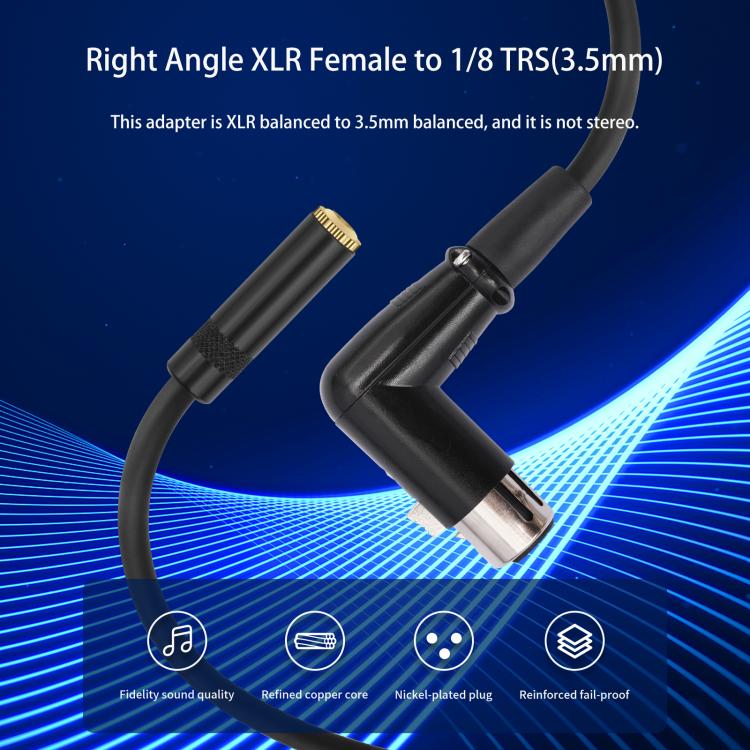 3.5mm Female to XLR Female Elbow Audio Converter Adapter Cable