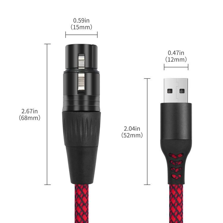 USB-A to XLR Female Audio Recording Cable for Dynamic Microphone