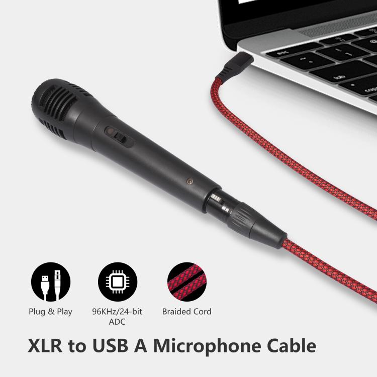 USB-A to XLR Female Audio Recording Cable for Dynamic Microphone