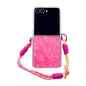Pearlescent Shell Texture Side Buckle Phone Case with Rainbow Bracelet, For Samsung Galaxy Z Flip7 5G