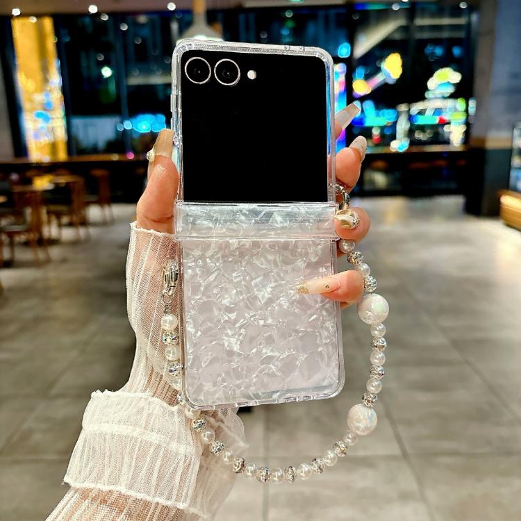 Three Parts Pearlescent Shell Texture Phone Case with Bracelet