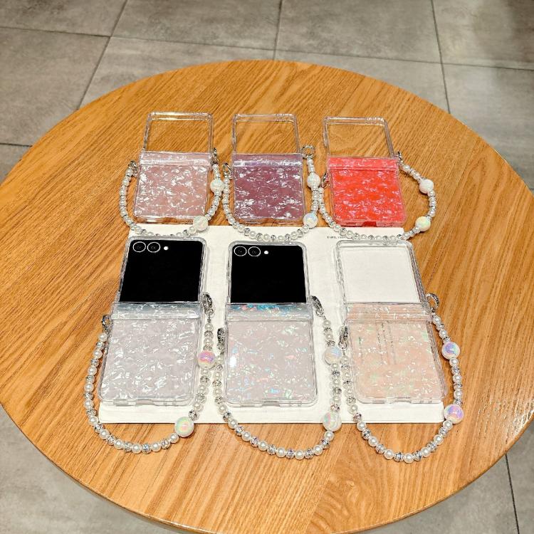 Three Parts Pearlescent Shell Texture Phone Case with Bracelet