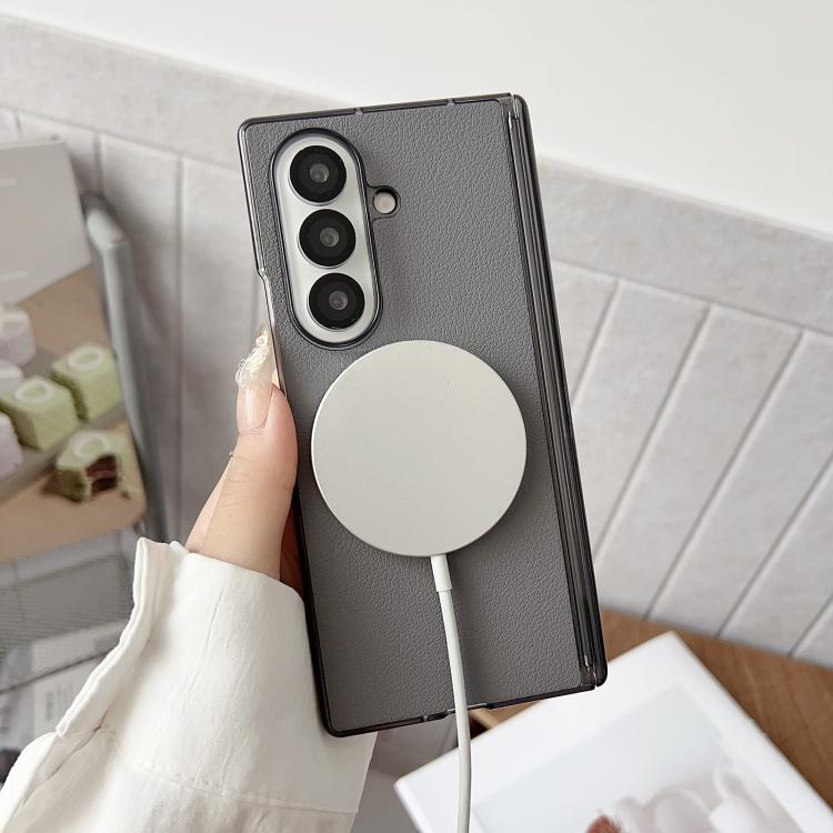 Folding Shaft Magsafe Plain Leather Phone Case