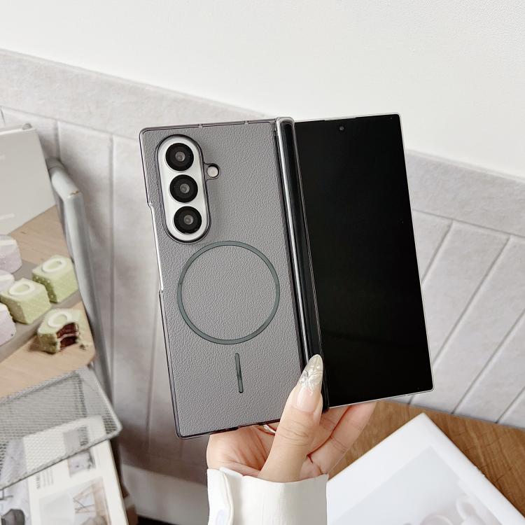 Folding Shaft Magsafe Plain Leather Phone Case