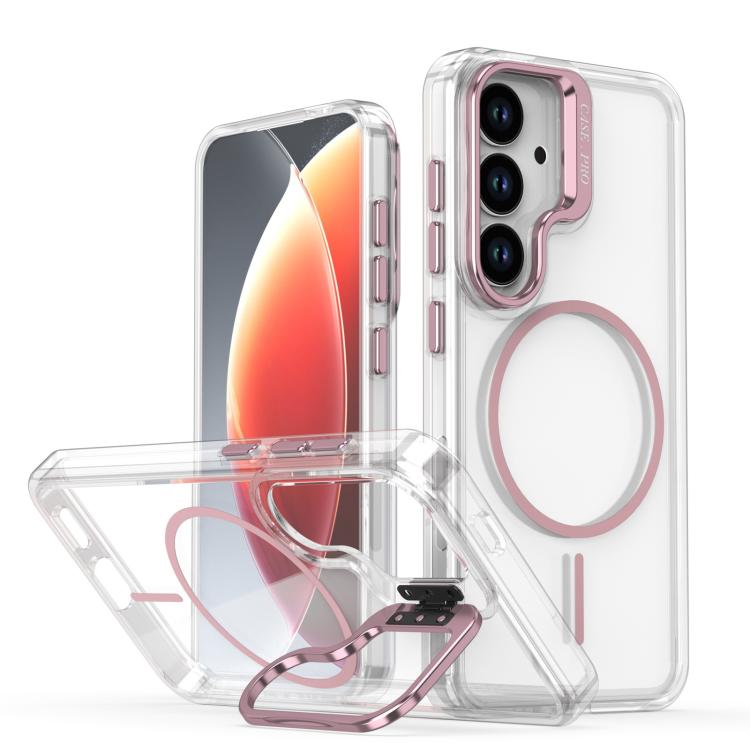 Bright Color Clear MagSafe Lens Frame Holder Phone Case, For Samsung Galaxy S25 Edge 5G, For Samsung Galaxy S25 / S24 5G, For Samsung Galaxy S25+ / S24+ 5G, For Samsung Galaxy S25 Ultra 5G, For Samsung Galaxy S24 Ultra 5G                               ...