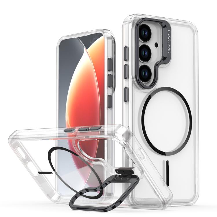 Bright Color Clear MagSafe Lens Frame Holder Phone Case, For Samsung Galaxy S25 Edge 5G, For Samsung Galaxy S25 / S24 5G, For Samsung Galaxy S25+ / S24+ 5G, For Samsung Galaxy S25 Ultra 5G, For Samsung Galaxy S24 Ultra 5G                               ...