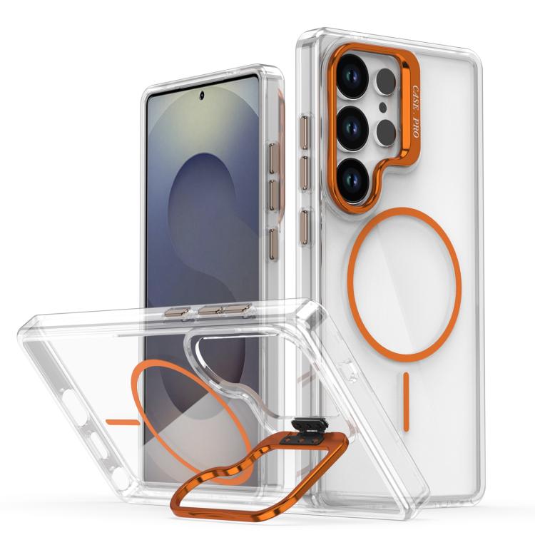 Bright Color Clear MagSafe Lens Frame Holder Phone Case, For Samsung Galaxy S25 Edge 5G, For Samsung Galaxy S25 / S24 5G, For Samsung Galaxy S25+ / S24+ 5G, For Samsung Galaxy S25 Ultra 5G, For Samsung Galaxy S24 Ultra 5G                               ...