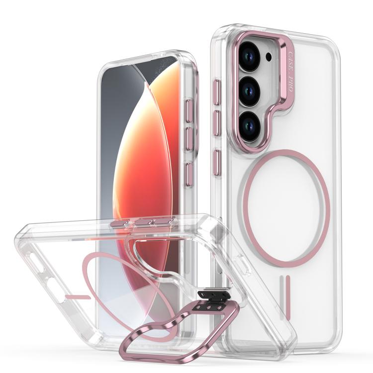 Bright Color Clear MagSafe Lens Frame Holder Phone Case, For Samsung Galaxy S25 Edge 5G, For Samsung Galaxy S25 / S24 5G, For Samsung Galaxy S25+ / S24+ 5G, For Samsung Galaxy S25 Ultra 5G, For Samsung Galaxy S24 Ultra 5G                               ...