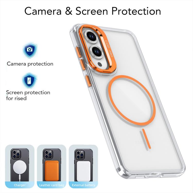 Bright Color Clear MagSafe Lens Frame Holder Phone Case, For Samsung Galaxy S25 Edge 5G, For Samsung Galaxy S25 / S24 5G, For Samsung Galaxy S25+ / S24+ 5G, For Samsung Galaxy S25 Ultra 5G, For Samsung Galaxy S24 Ultra 5G                               ...