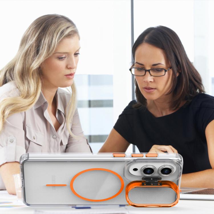 Bright Color Clear MagSafe Lens Frame Holder Phone Case, For Samsung Galaxy S25 Edge 5G, For Samsung Galaxy S25 / S24 5G, For Samsung Galaxy S25+ / S24+ 5G, For Samsung Galaxy S25 Ultra 5G, For Samsung Galaxy S24 Ultra 5G                               ...