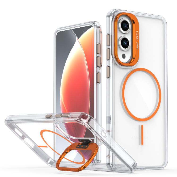 Bright Color Clear MagSafe Lens Frame Holder Phone Case, For Samsung Galaxy S25 Edge 5G, For Samsung Galaxy S25 / S24 5G, For Samsung Galaxy S25+ / S24+ 5G, For Samsung Galaxy S25 Ultra 5G, For Samsung Galaxy S24 Ultra 5G                               ...