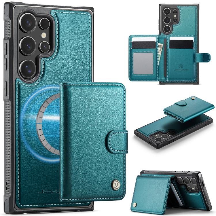 JEEHOOD J09 Buckle Card Bag MagSafe Magnetic Style RFID Leather Phone Case, For Samsung Galaxy S26+ 5G, For Samsung Galaxy S26 Ultra 5G, For Samsung Galaxy S26 5G, For Samsung Galaxy S25 5G, For Samsung Galaxy S25+ 5G, For Samsung Galaxy S25 Ultra 5G  ...