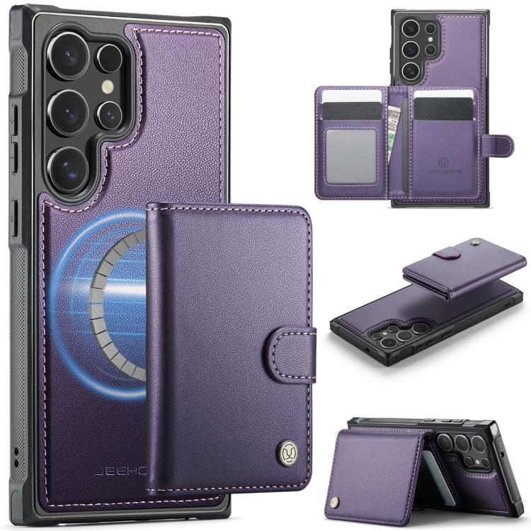 JEEHOOD J09 Buckle Card Bag MagSafe Magnetic Style RFID Leather Phone Case, For Samsung Galaxy S24 Ultra 5G, For Samsung Galaxy S24+ 5G, For Samsung Galaxy S24 5G, For Samsung Galaxy S23 FE 5G, For Samsung Galaxy S23 Ultra 5G, For Samsung Galaxy S23+ 5...