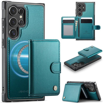 JEEHOOD J09 Buckle Card Bag MagSafe Magnetic Style RFID Leather Phone Case, For Samsung Galaxy S24 Ultra 5G, For Samsung Galaxy S24+ 5G, For Samsung Galaxy S24 5G, For Samsung Galaxy S23 FE 5G, For Samsung Galaxy S23 Ultra 5G, For Samsung Galaxy S23+ 5...
