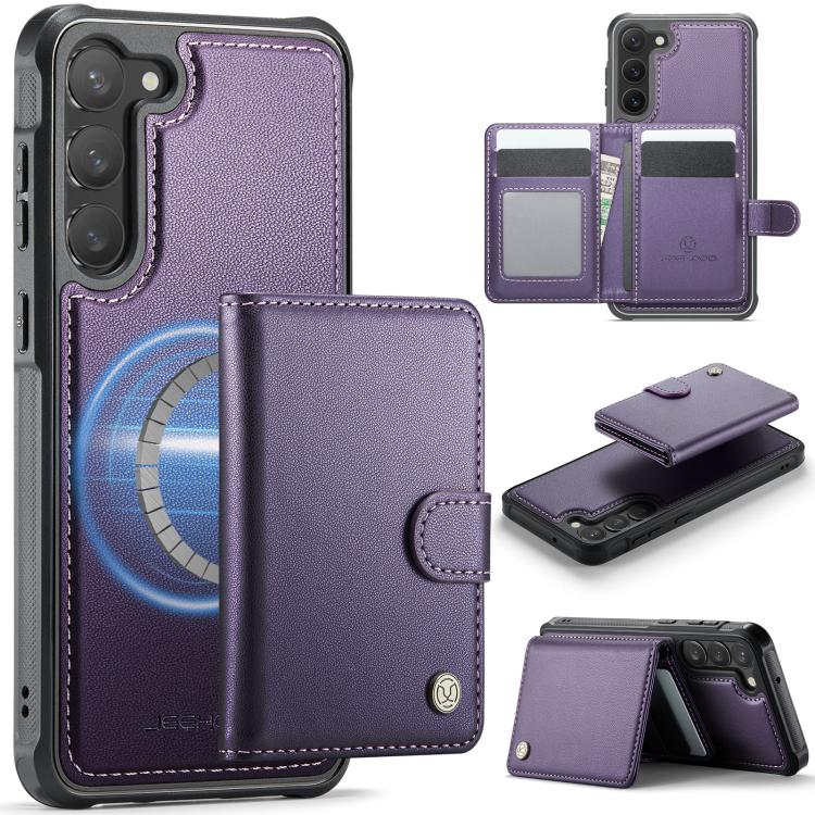 JEEHOOD J09 Buckle Card Bag MagSafe Magnetic Style RFID Leather Phone Case, For Samsung Galaxy S24 Ultra 5G, For Samsung Galaxy S24+ 5G, For Samsung Galaxy S24 5G, For Samsung Galaxy S23 FE 5G, For Samsung Galaxy S23 Ultra 5G, For Samsung Galaxy S23+ 5...