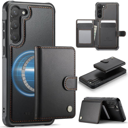 JEEHOOD J09 Buckle Card Bag MagSafe Magnetic Style RFID Leather Phone Case, For Samsung Galaxy S24 Ultra 5G, For Samsung Galaxy S24+ 5G, For Samsung Galaxy S24 5G, For Samsung Galaxy S23 FE 5G, For Samsung Galaxy S23 Ultra 5G, For Samsung Galaxy S23+ 5...