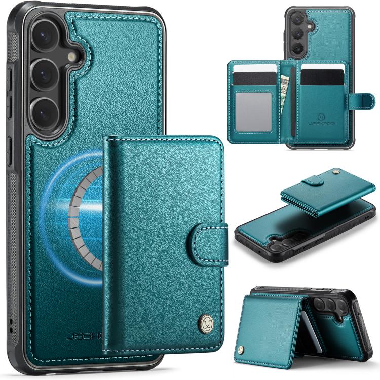 JEEHOOD J09 Buckle Card Bag MagSafe Magnetic Style RFID Leather Phone Case, For Samsung Galaxy S24 Ultra 5G, For Samsung Galaxy S24+ 5G, For Samsung Galaxy S24 5G, For Samsung Galaxy S23 FE 5G, For Samsung Galaxy S23 Ultra 5G, For Samsung Galaxy S23+ 5...