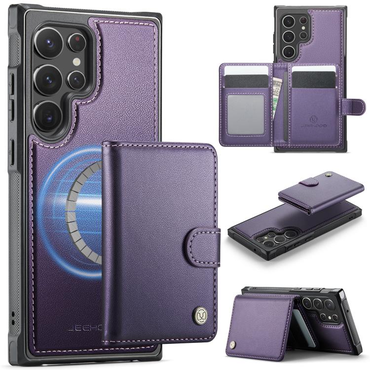 JEEHOOD J09 Buckle Card Bag MagSafe Magnetic Style RFID Leather Phone Case, For Samsung Galaxy S24 Ultra 5G, For Samsung Galaxy S24+ 5G, For Samsung Galaxy S24 5G, For Samsung Galaxy S23 FE 5G, For Samsung Galaxy S23 Ultra 5G, For Samsung Galaxy S23+ 5...