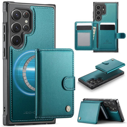 JEEHOOD J09 Buckle Card Bag MagSafe Magnetic Style RFID Leather Phone Case, For Samsung Galaxy S24 Ultra 5G, For Samsung Galaxy S24+ 5G, For Samsung Galaxy S24 5G, For Samsung Galaxy S23 FE 5G, For Samsung Galaxy S23 Ultra 5G, For Samsung Galaxy S23+ 5...