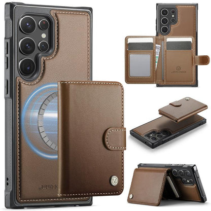JEEHOOD J09 Buckle Card Bag MagSafe Magnetic Style RFID Leather Phone Case, For Samsung Galaxy S24 Ultra 5G, For Samsung Galaxy S24+ 5G, For Samsung Galaxy S24 5G, For Samsung Galaxy S23 FE 5G, For Samsung Galaxy S23 Ultra 5G, For Samsung Galaxy S23+ 5...