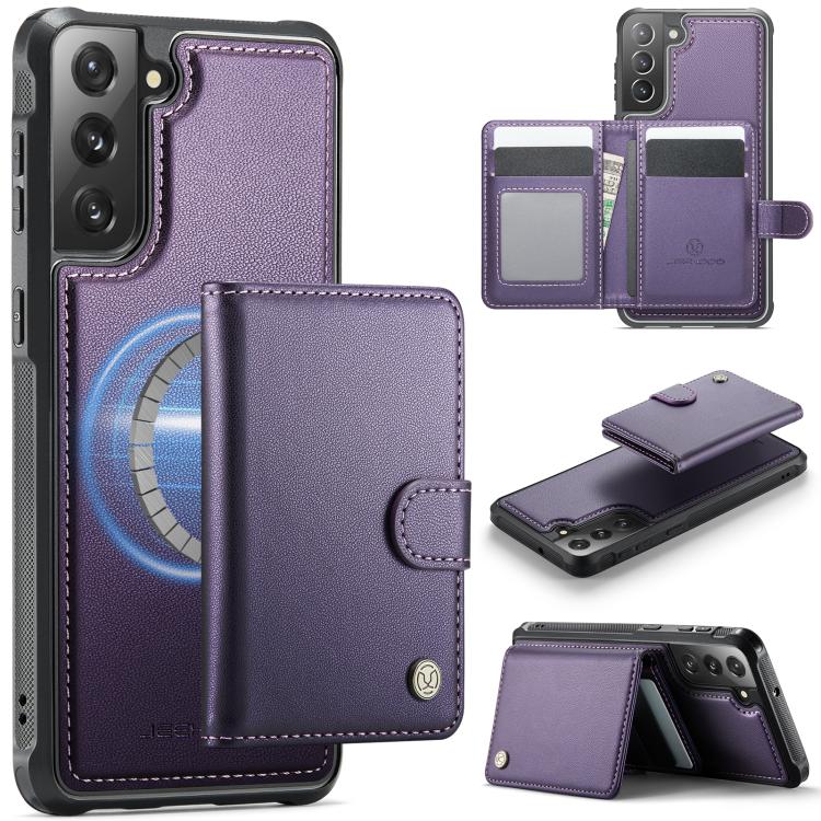JEEHOOD J09 Buckle Card Bag MagSafe Magnetic Style RFID Leather Phone Case, For Samsung Galaxy S24 Ultra 5G, For Samsung Galaxy S24+ 5G, For Samsung Galaxy S24 5G, For Samsung Galaxy S23 FE 5G, For Samsung Galaxy S23 Ultra 5G, For Samsung Galaxy S23+ 5...