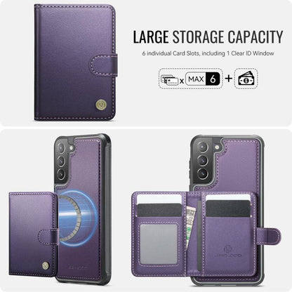 JEEHOOD J09 Buckle Card Bag MagSafe Magnetic Style RFID Leather Phone Case, For Samsung Galaxy S22 5G, For Samsung Galaxy S21 FE 5G, For Samsung Galaxy S21 5G, For Samsung Galaxy S21+ 5G, For Samsung Galaxy S21 Ultra 5G, For Samsung Galaxy S20 FE      ...