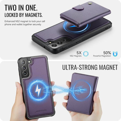 JEEHOOD J09 Buckle Card Bag MagSafe Magnetic Style RFID Leather Phone Case, For Samsung Galaxy S22 5G, For Samsung Galaxy S21 FE 5G, For Samsung Galaxy S21 5G, For Samsung Galaxy S21+ 5G, For Samsung Galaxy S21 Ultra 5G, For Samsung Galaxy S20 FE      ...