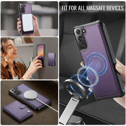 JEEHOOD J09 Buckle Card Bag MagSafe Magnetic Style RFID Leather Phone Case, For Samsung Galaxy S22 5G, For Samsung Galaxy S21 FE 5G, For Samsung Galaxy S21 5G, For Samsung Galaxy S21+ 5G, For Samsung Galaxy S21 Ultra 5G, For Samsung Galaxy S20 FE      ...