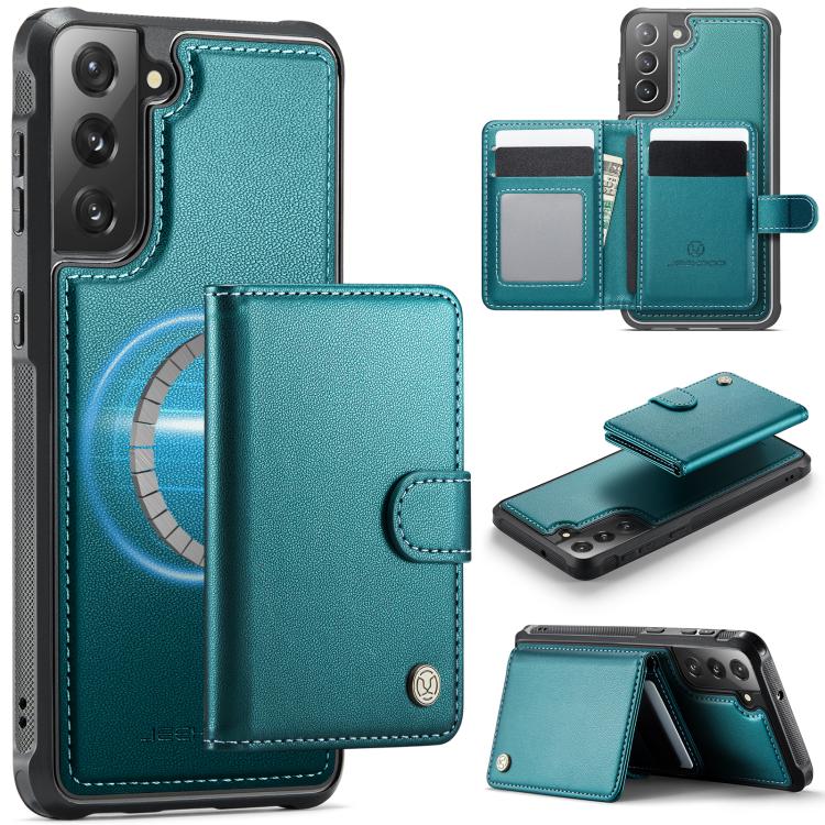 JEEHOOD J09 Buckle Card Bag MagSafe Magnetic Style RFID Leather Phone Case, For Samsung Galaxy S22 5G, For Samsung Galaxy S21 FE 5G, For Samsung Galaxy S21 5G, For Samsung Galaxy S21+ 5G, For Samsung Galaxy S21 Ultra 5G, For Samsung Galaxy S20 FE      ...