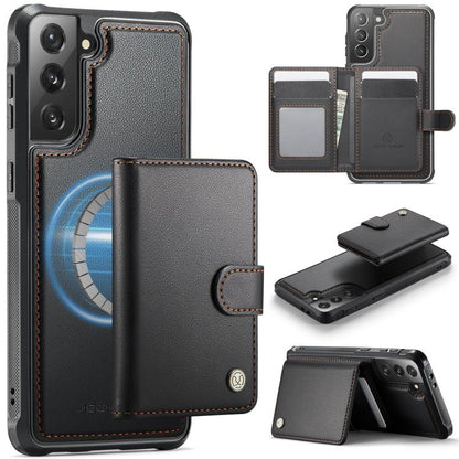JEEHOOD J09 Buckle Card Bag MagSafe Magnetic Style RFID Leather Phone Case, For Samsung Galaxy S22 5G, For Samsung Galaxy S21 FE 5G, For Samsung Galaxy S21 5G, For Samsung Galaxy S21+ 5G, For Samsung Galaxy S21 Ultra 5G, For Samsung Galaxy S20 FE      ...
