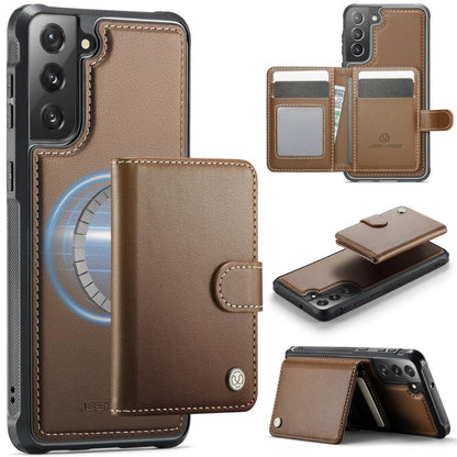 JEEHOOD J09 Buckle Card Bag MagSafe Magnetic Style RFID Leather Phone Case, For Samsung Galaxy S22 5G, For Samsung Galaxy S21 FE 5G, For Samsung Galaxy S21 5G, For Samsung Galaxy S21+ 5G, For Samsung Galaxy S21 Ultra 5G, For Samsung Galaxy S20 FE      ...